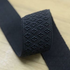 2 inch (50 mm) Wide Embroidery Jacquard Flowers Black Elastic, Waistband Elastic ,Sewing elastic band by the yard,