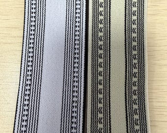 1.5 inch (40 mm)  Striped Elastic Band | Decorative Jacquard Elastic Webbing Strap for DIY Apple Watch Band, Sewing Craft, Bag Strap