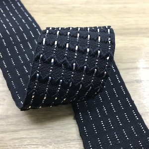 2 inch (50 mm) Wide  Jacquard Silver Glitter Striped  Black Elastic Bands,Waistband Elastic,Sewing Elastic 24090