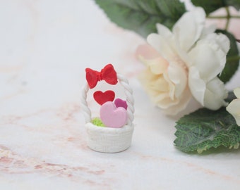 Liebe Herz Korb Miniatur 3cm, Herz Dekoration, Muttertag Geschenk, Für die Mutter, Ich liebe Dich, Valentinstag