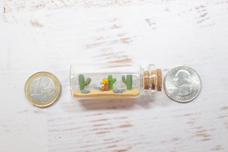 Nap miniature in 5 cm glass bottle, siesta in the heat, desert decoration, relaxation and sleep image 4