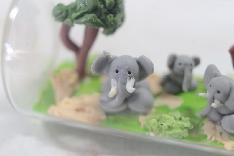 Elephant herd 7 cm miniature bottle, elephant decoration, elephant family image 5