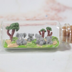 Elephant herd 7 cm miniature bottle, elephant decoration, elephant family image 3