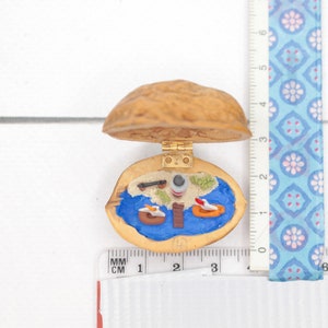 Miniature Walnut Lighthouse Maritime Landscape polymerclay Beach Seaboat Decoration image 9