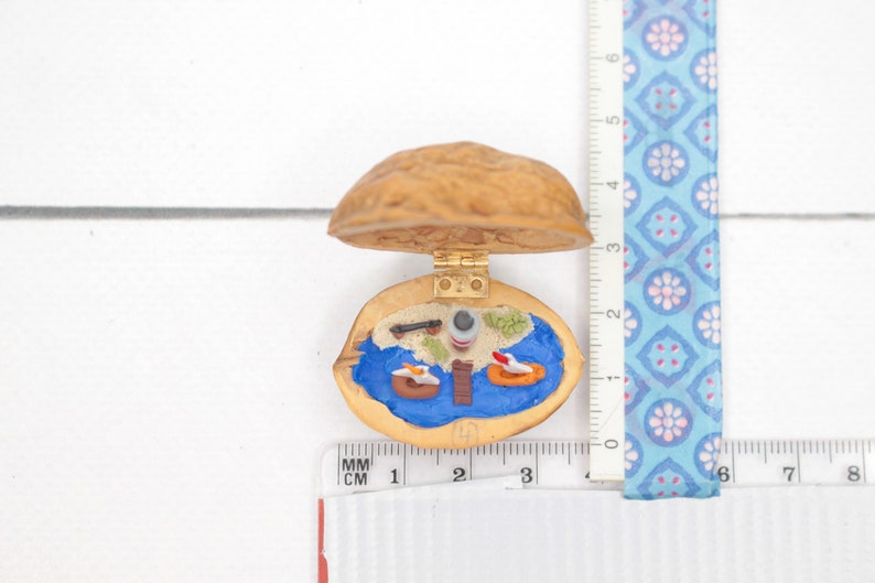 Miniature Walnut Lighthouse Maritime Landscape polymerclay Beach Seaboat Decoration image 9