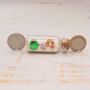 Lucky charm miniature bottle, good luck decoration, polymerclay miniature, lucky takeaway, party favor image 3