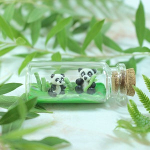 Panda Miniature bottle polymer clay bamboo decoration present gift