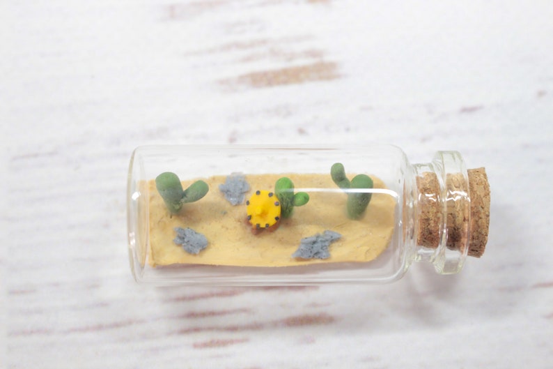 Nap miniature in 5 cm glass bottle, siesta in the heat, desert decoration, relaxation and sleep image 7