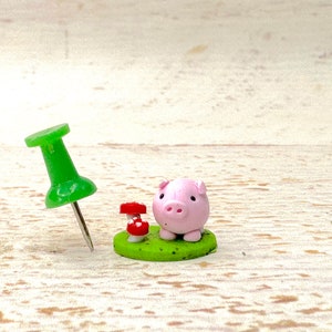 Lucky Pig 2.0 cm figure miniature, lucky charm decoration, piggy figure, polymer clay figure image 4