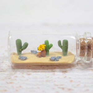 Nap miniature in 5 cm glass bottle, siesta in the heat, desert decoration, relaxation and sleep image 1