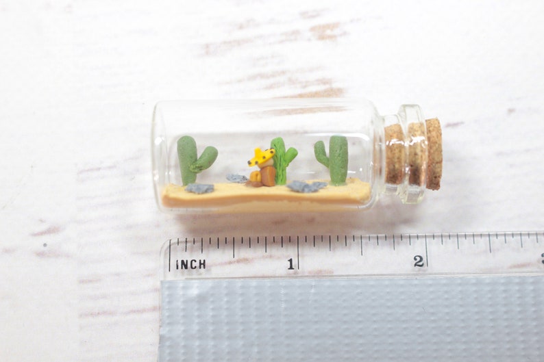 Nap miniature in 5 cm glass bottle, siesta in the heat, desert decoration, relaxation and sleep image 5