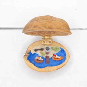 Miniature Walnut Lighthouse Maritime Landscape polymerclay Beach Seaboat Decoration image 4