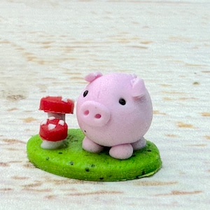Lucky Pig 2.0 cm figure miniature, lucky charm decoration, piggy figure, polymer clay figure image 8