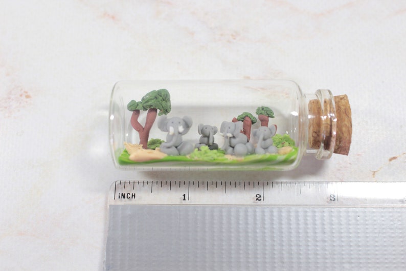 Elephant herd 7 cm miniature bottle, elephant decoration, elephant family image 8