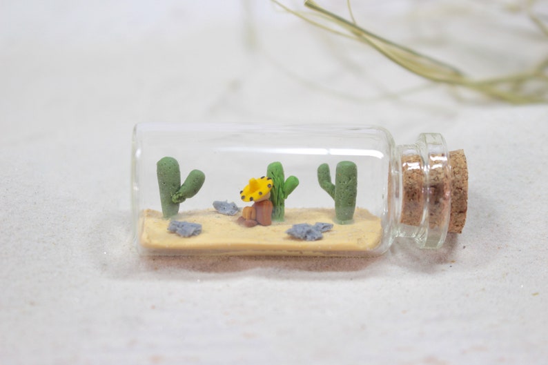 Nap miniature in 5 cm glass bottle, siesta in the heat, desert decoration, relaxation and sleep image 2