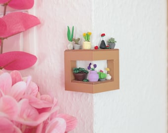 Mini Diorama Blumenecke – Handgemachte Polymer Clay Pflanzen im 3D Druck Eckrahmen, Muttertag Geschenk, Miniatur Blumen Deko