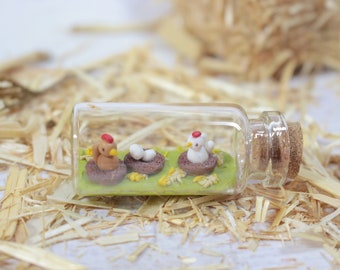 Chicken Miniature Bottle Easter Housewarming Gift Spring Decoration