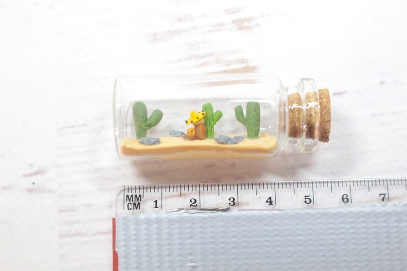 Nap miniature in 5 cm glass bottle, siesta in the heat, desert decoration, relaxation and sleep image 6