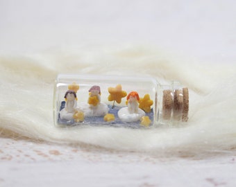 Angel miniature in 5 cm glass bottle, angel miniature, angel decoration, Christmas decoration, guardian angel for the bag