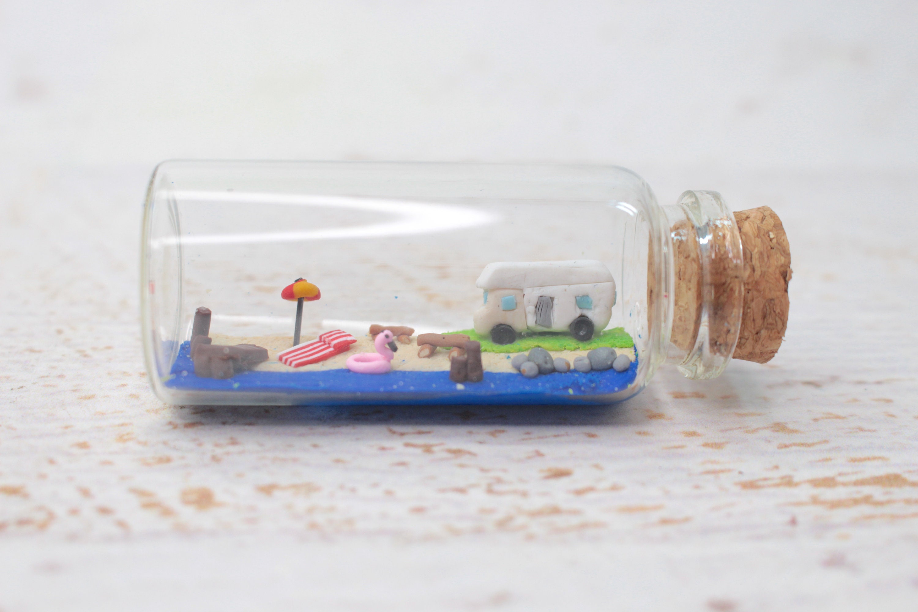 Voyage en Camping-Car, Bouteille Miniature de 7 cm, Décoration Caravane, Rappel Vacances à La Plage,