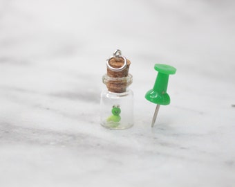 Worm caterpillar pendant animal charm polymer clay miniature glass bottle