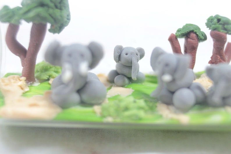 Elephant herd 7 cm miniature bottle, elephant decoration, elephant family image 6