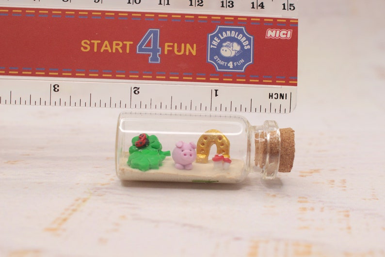 Lucky charm miniature bottle, good luck decoration, polymerclay miniature, lucky takeaway, party favor image 8