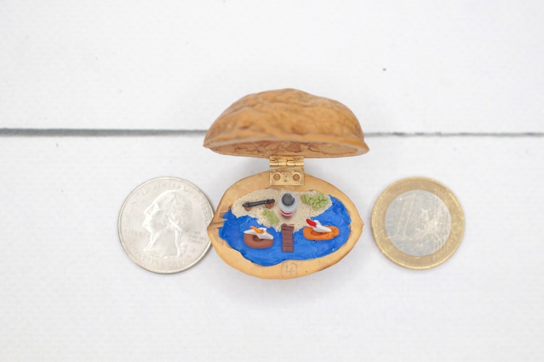 Miniature Walnut Lighthouse Maritime Landscape polymerclay Beach Seaboat Decoration image 8