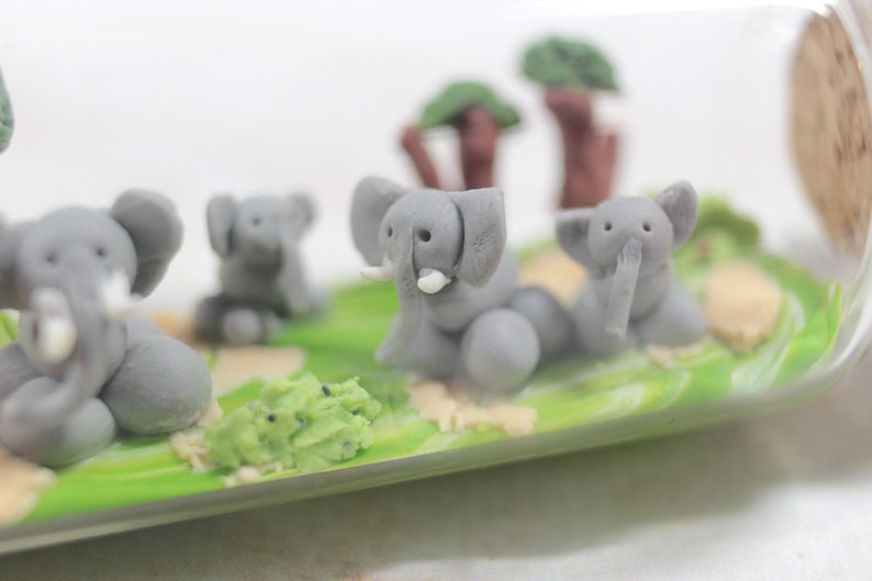 Elephant herd 7 cm miniature bottle, elephant decoration, elephant family image 9