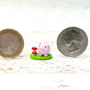 Lucky Pig 2.0 cm figure miniature, lucky charm decoration, piggy figure, polymer clay figure image 5