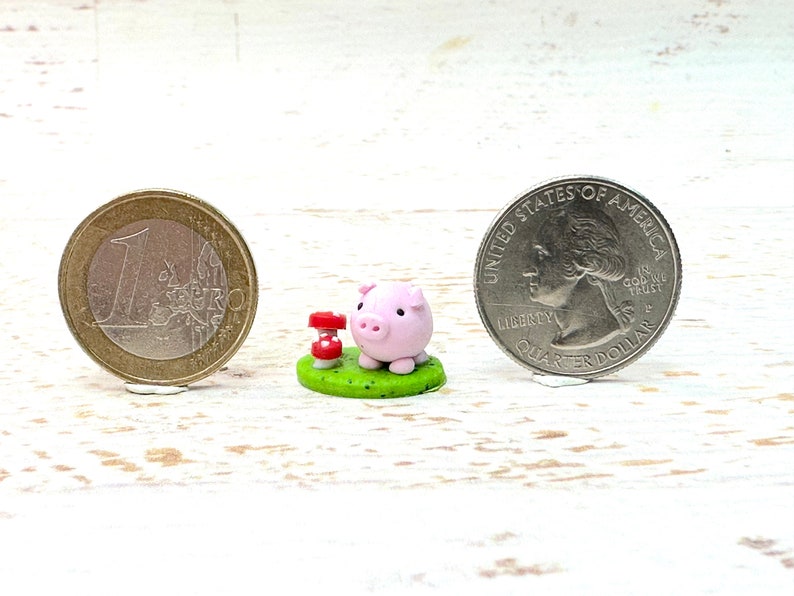 Lucky Pig 2.0 cm figure miniature, lucky charm decoration, piggy figure, polymer clay figure image 5