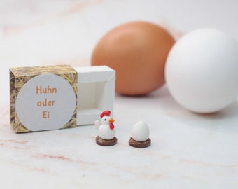 Huhn oder Ei Miniatur Schachtel, Osterdekoration, Ei Miniatur, Hühner Dekoration,