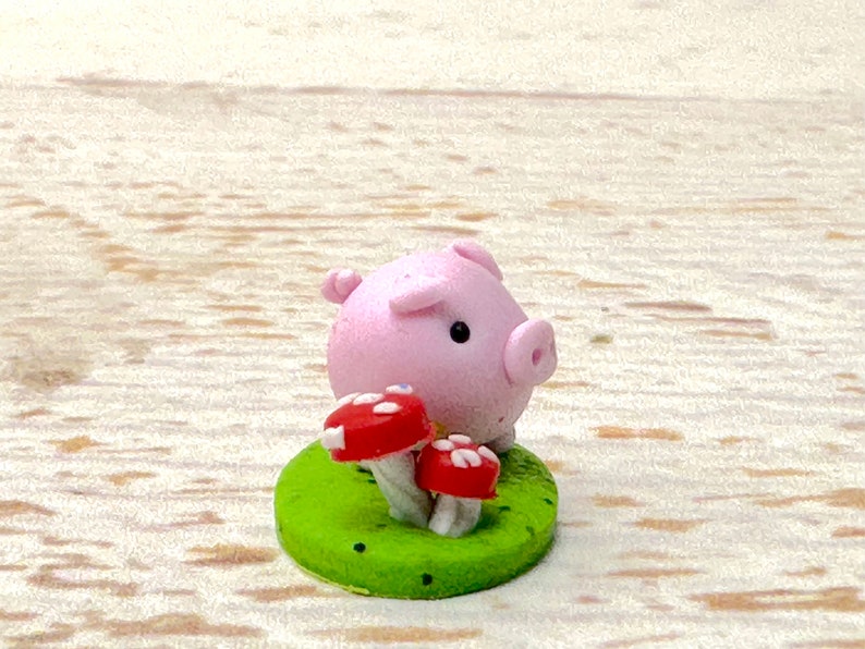 Lucky Pig 2.0 cm figure miniature, lucky charm decoration, piggy figure, polymer clay figure image 9