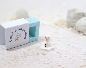 Snowman DIY kit, snowman construction kit, snowman miniature, snowman decoration in 3 cm paper box