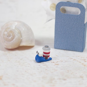 Snail blue miniature, lighthouse snail, snail with house, snail decoration