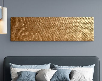 Textured gold wall art | Gold wall sculpture | 3D wall art | Horizontal wall art | Wood wall art | Modern abstract wall sculpture