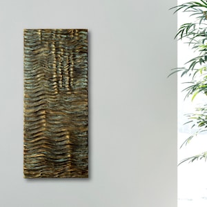 Bronze Wall Sculpture - Textured 3D Wall Decor - Bronze Wall Art - Metal Wall Art - Vertical Wall Decor - Home & Ofice Decor