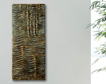 Bronze Wall Sculpture - Textured 3D Wall Decor - Bronze Wall Art - Metal Wall Art - Vertical Wall Decor - Home & Ofice Decor