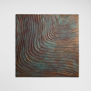 Copper wall art | Square wall art | Textured wall sculpture | 3D wall art | Metal wall sculpture | Abstract wall art | Large wall decor