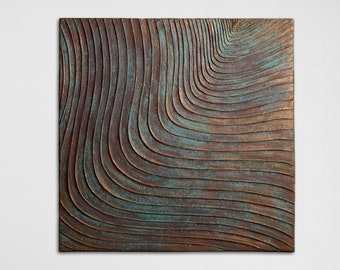 Copper wall art | Square wall art | Textured wall sculpture | 3D wall art | Metal wall sculpture | Abstract wall art | Large wall decor