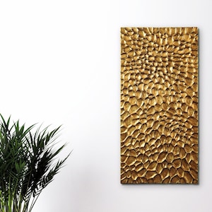 Aged gold wall sculpture - Large gold wall art - Modern abstract wall art - Textured wall sculpture - Large wall art - Resin wall art