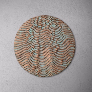 Copper patina wall sculpture | Round resin wall art | 3D wall art | Metal wall art | Textured wall decor | Sculptural wall art