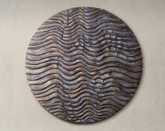 Abstract bronze wall sculpture | Round wall art | 3D wall art | Metal wall art | Textured wall art | Round wall decor | Dimensional wall art