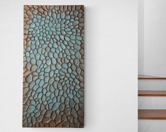 Copper patina wall sculpture - Large copper wall art - Modern abstract wall art - Textured wall sculpture - Contemporary large wall art