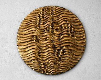 Round wall sculpture | Gold wall scupture | Abstract modern metal wall art | Textured wall sculpture | 3D wall art | Round wall decor