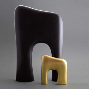 Minimalist abstract 2 pieces sculpture | Contemporary modern sculpture | Table sculpture | Black brass sculpture | Table decor | Shelf decor