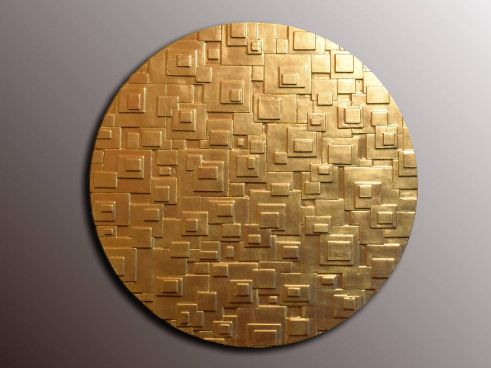 Round Gold Leaf Wall Art Gold Wall Sculpture 3D Wall Art