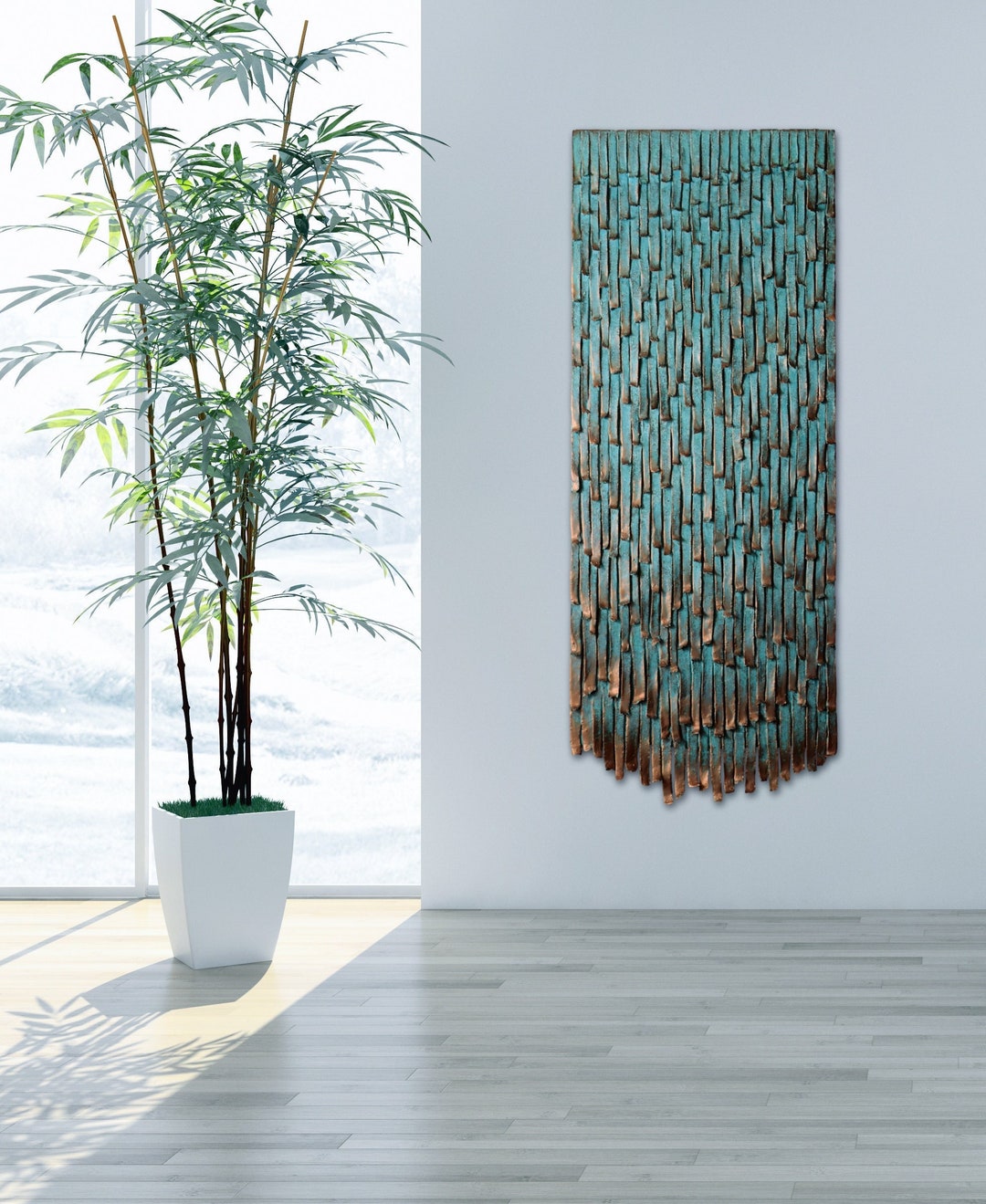 Dimensional Large Wall Sculpture Copper Patina Wall Art Large 3D Wall
