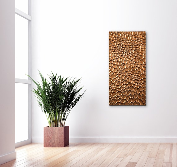 Aged Gold Wall Sculpture Large Gold Wall Art Modern Etsy