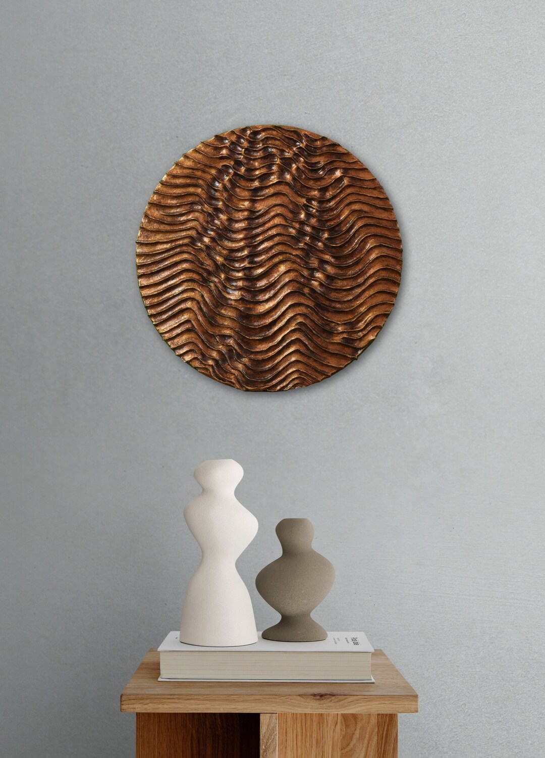 Bronze Leaf Wall Sculpture Round Wall Art 3D Wall Art Metal Wall Art